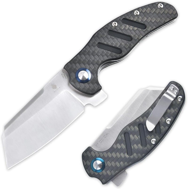 KIZER C01c (XL) Sheepdog Pocket Knife, 154CM Sheepsfoot Blade Folding Knife with Gray Carbon Fiber G10 Handle, Camping Knives with Clip for Men Women, EDC Hunting Survival Knives, V5488C3 - Image 1